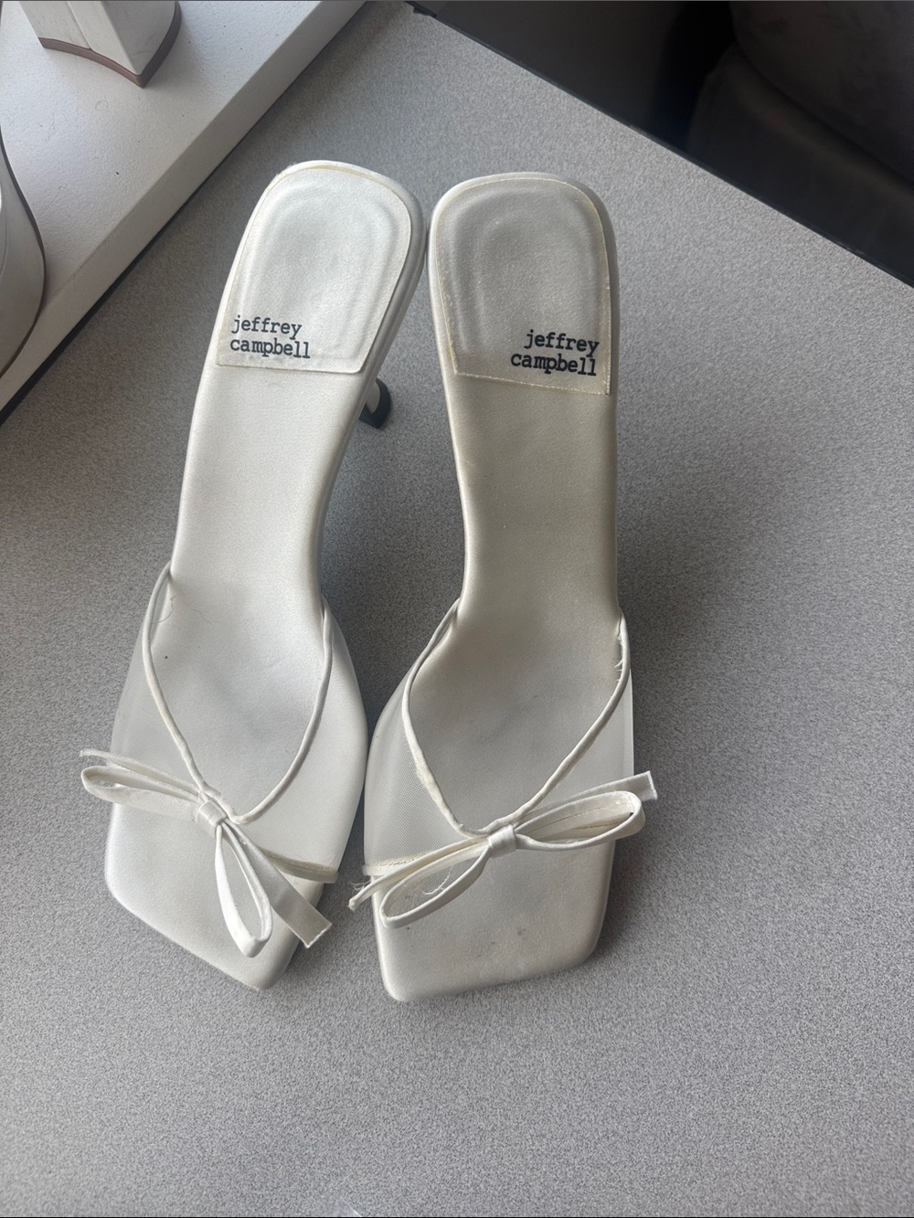 Jeffrey Campbell Ivory Satin Bow Slide Mules - Picture 4 of 5